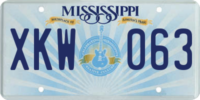 MS license plate XKW063
