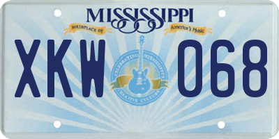 MS license plate XKW068