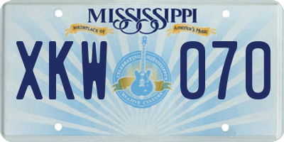 MS license plate XKW070