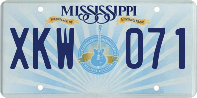 MS license plate XKW071