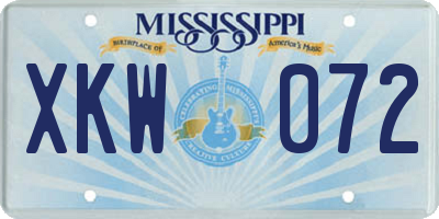 MS license plate XKW072