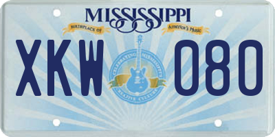 MS license plate XKW080