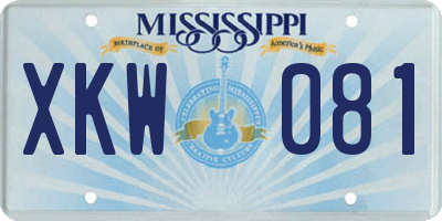 MS license plate XKW081