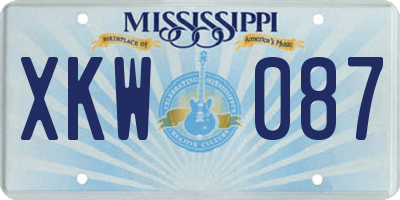 MS license plate XKW087