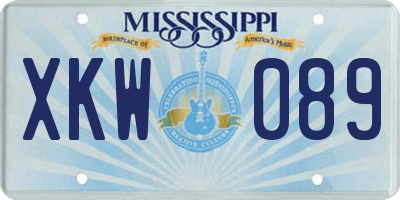 MS license plate XKW089