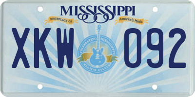 MS license plate XKW092
