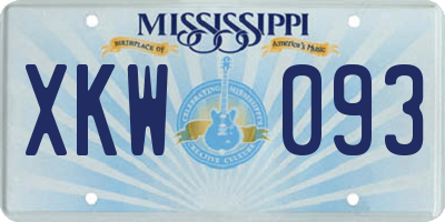 MS license plate XKW093