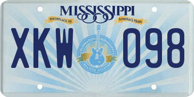 MS license plate XKW098