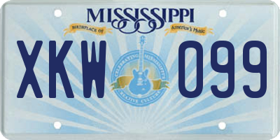 MS license plate XKW099