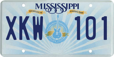 MS license plate XKW101