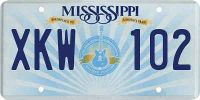 MS license plate XKW102