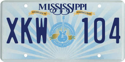 MS license plate XKW104