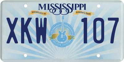 MS license plate XKW107