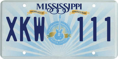 MS license plate XKW111