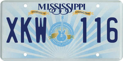 MS license plate XKW116