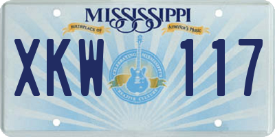 MS license plate XKW117