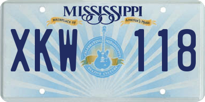 MS license plate XKW118