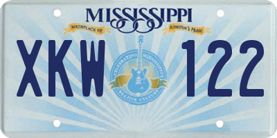 MS license plate XKW122