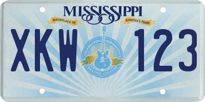 MS license plate XKW123