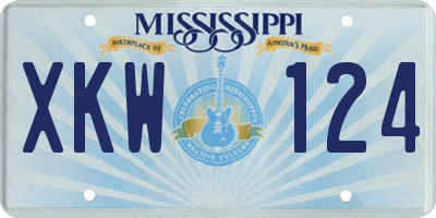 MS license plate XKW124