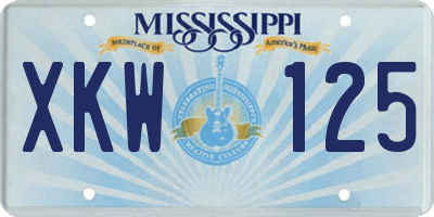 MS license plate XKW125