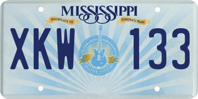 MS license plate XKW133