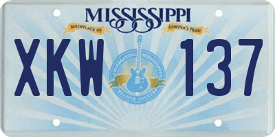 MS license plate XKW137