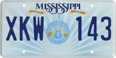 MS license plate XKW143