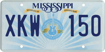 MS license plate XKW150
