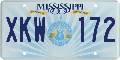 MS license plate XKW172
