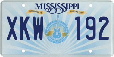 MS license plate XKW192