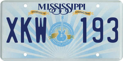 MS license plate XKW193