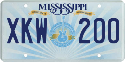 MS license plate XKW200