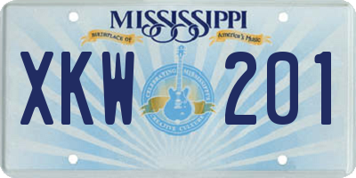 MS license plate XKW201