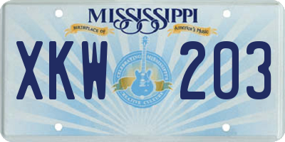 MS license plate XKW203