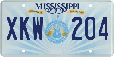 MS license plate XKW204