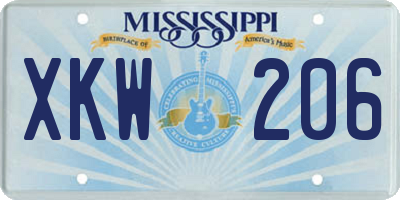 MS license plate XKW206