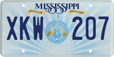MS license plate XKW207
