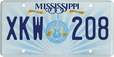 MS license plate XKW208