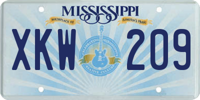 MS license plate XKW209