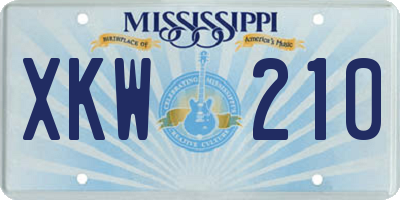 MS license plate XKW210