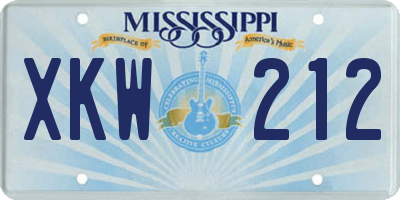 MS license plate XKW212