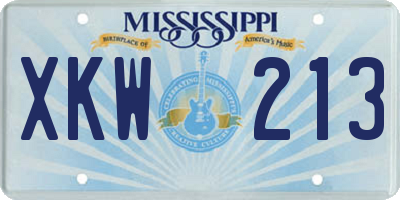 MS license plate XKW213
