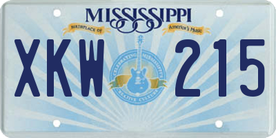 MS license plate XKW215