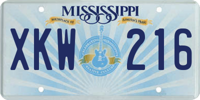 MS license plate XKW216
