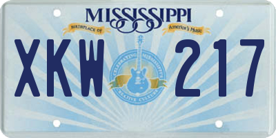 MS license plate XKW217