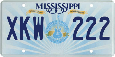 MS license plate XKW222