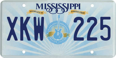 MS license plate XKW225