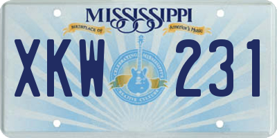 MS license plate XKW231
