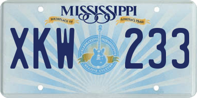 MS license plate XKW233